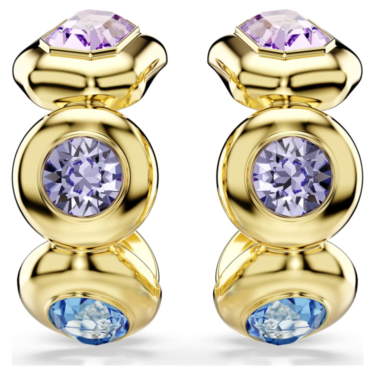 Gema hoop earrings Mixed cuts, Multicolored, Gold-tone plated